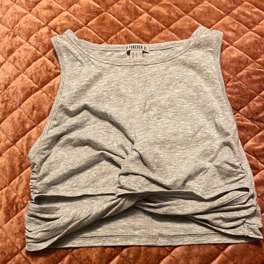 Grey Twist Front Crop Top